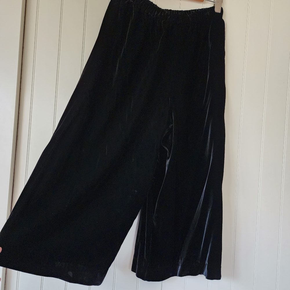 ESKANDAR Velvet Wide Leg Cropped Pants